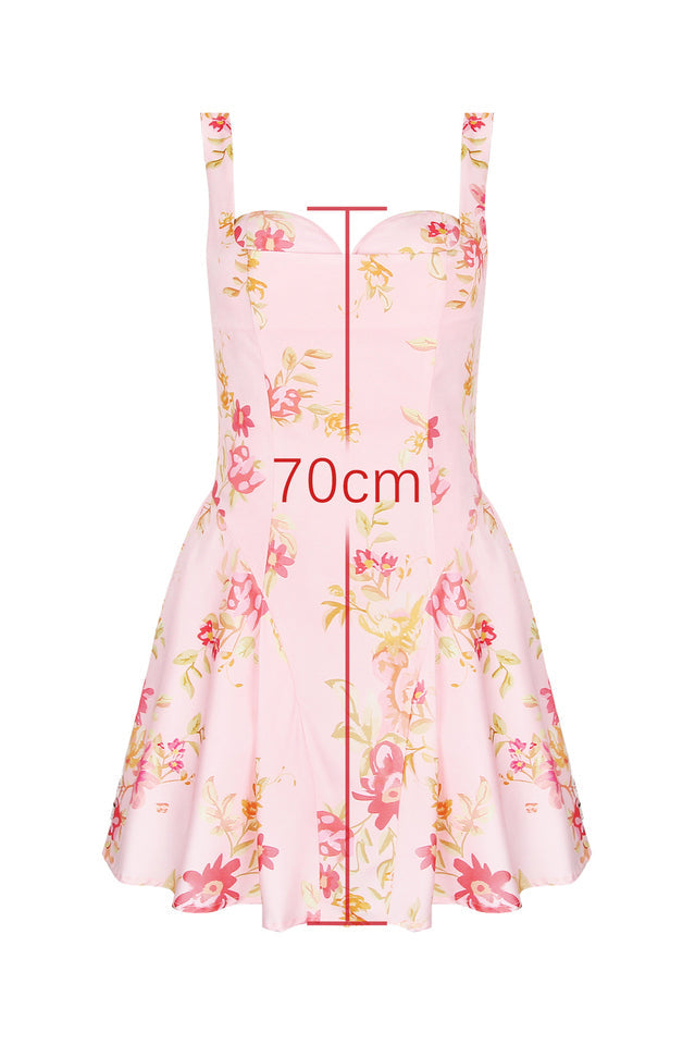 Bunny Peach Poppy Print Twill Mini Dress