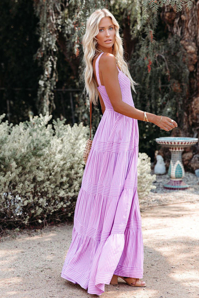 Swing Pleated Maxi Boho Dress