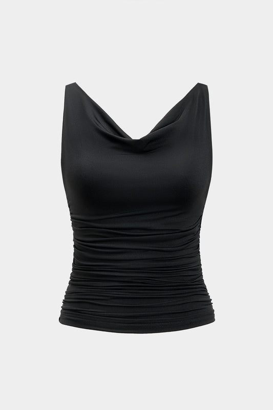 Ruched Cowl Neck Tank Top