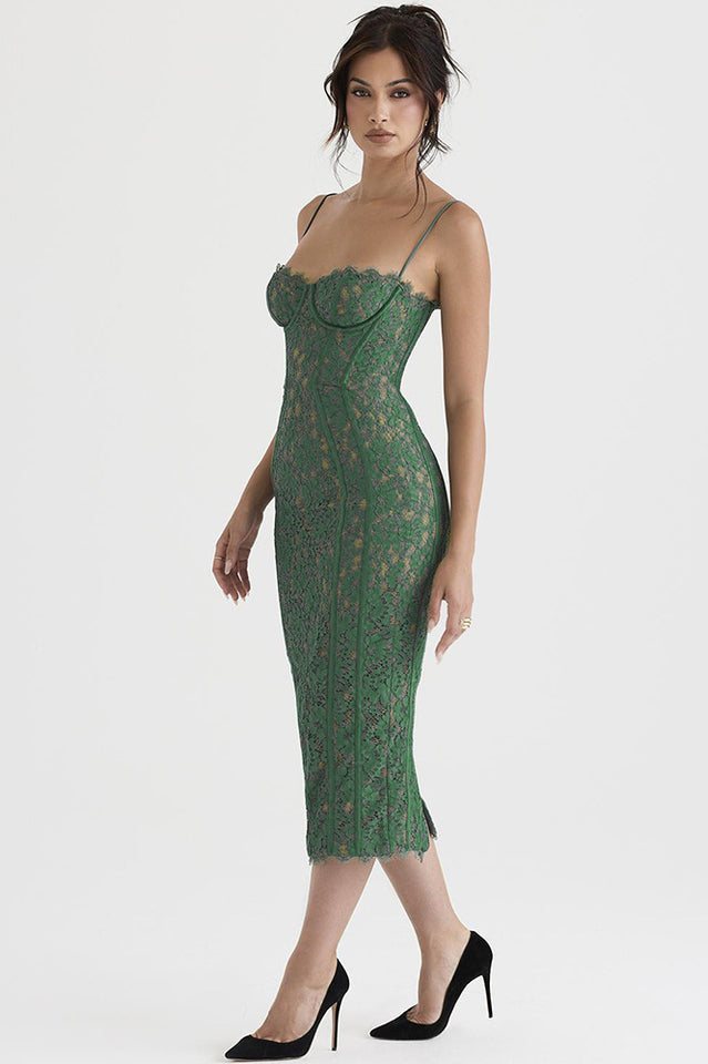 Joelle Forest Lace Midi Dress