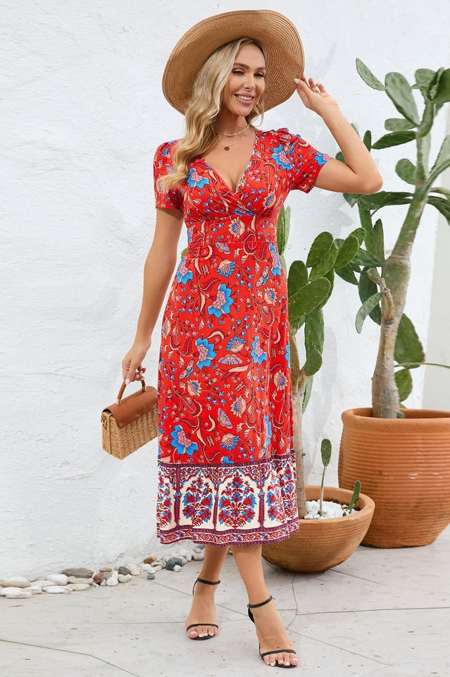 Kamoni Floral Print Boho Maxi Dress