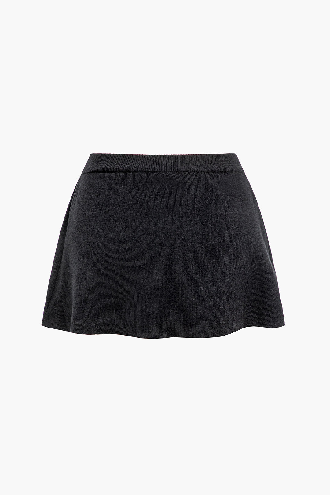 Solid Knit Belted Button Decoration Skirt