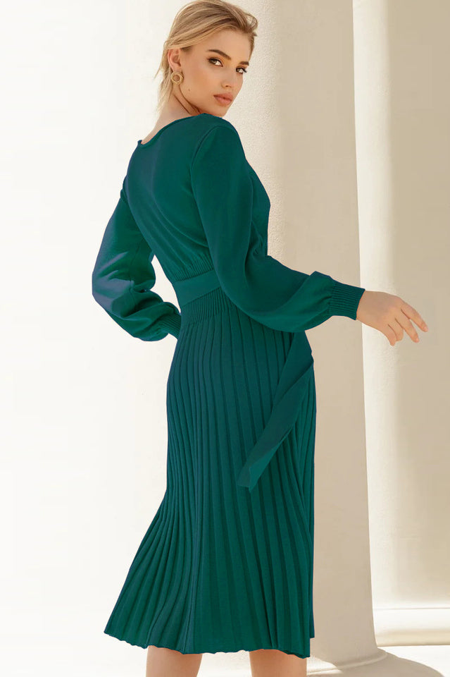 Sheath Ruched Long Sleeve Knit Dress