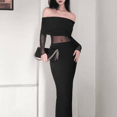 Mira - Off Shoulder Pleated Long Dress