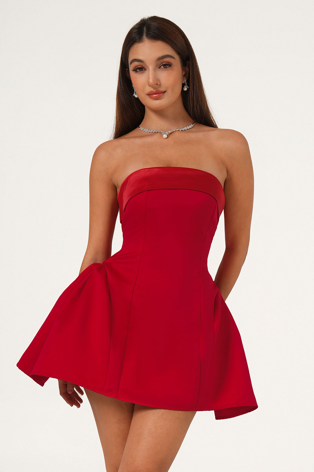 Martha - Strapless Fold Over Mini Dress