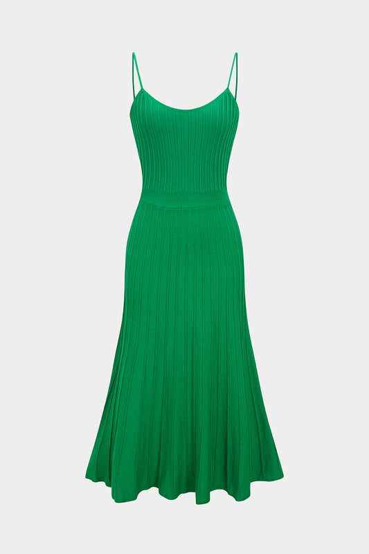 Knitted Pleated Strap Slip Sleeveless Maxi Dress