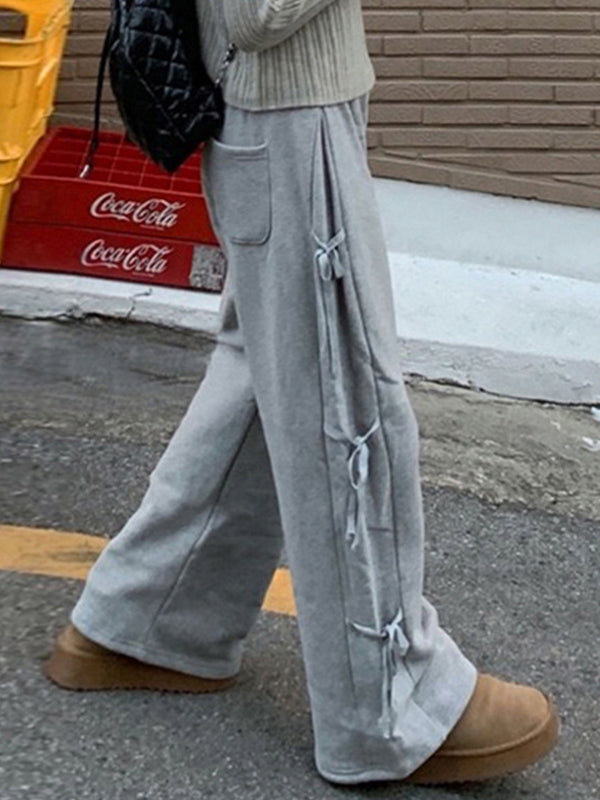 Grey Vintage Street Side Bow Tie Sweatpants