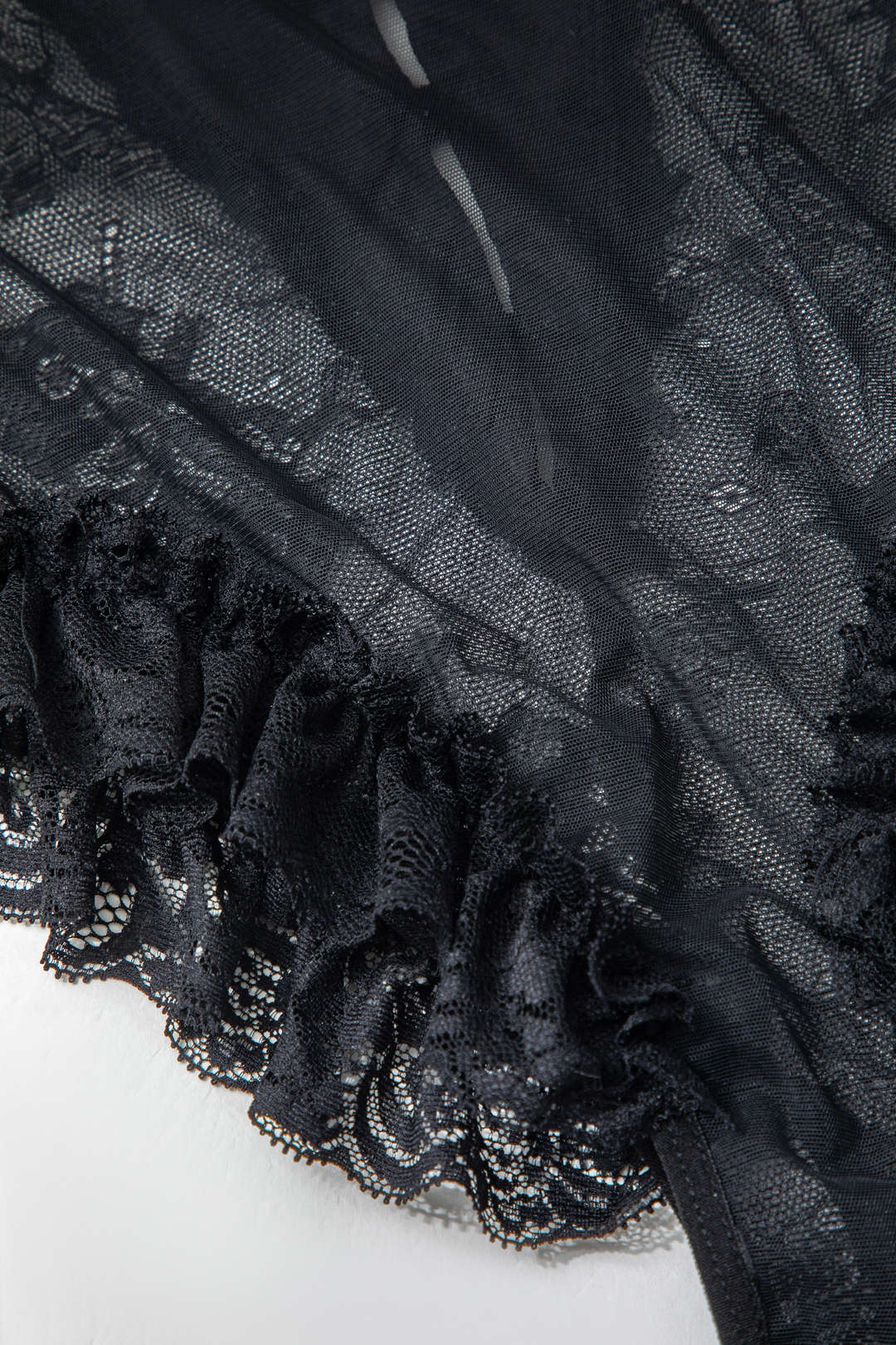 Lace Ruffle Button Cut Out Backless Lingerie Bodysuit