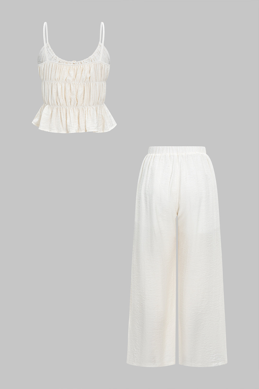 Ruched Tie-Up Cami Top And Trousers Set