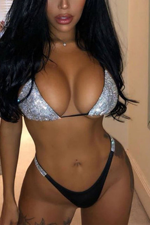 Bandage Rhinestone Bikini Set