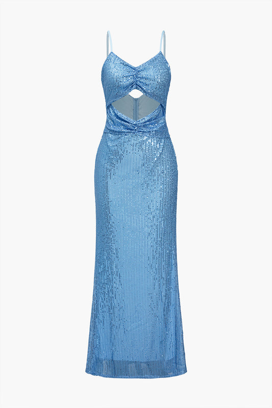 Sequin Hollow Out Sleeveless Maxi Dress