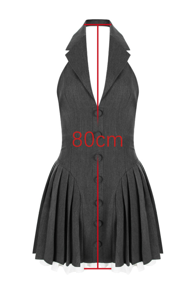 Hazel Preppy Halter Neck Pleated Mini Dress