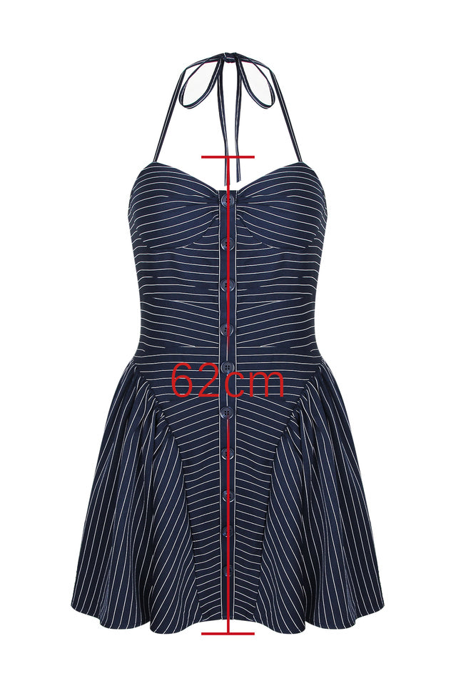 Melody Pinstripe Halter Drop Waist Mini Dress