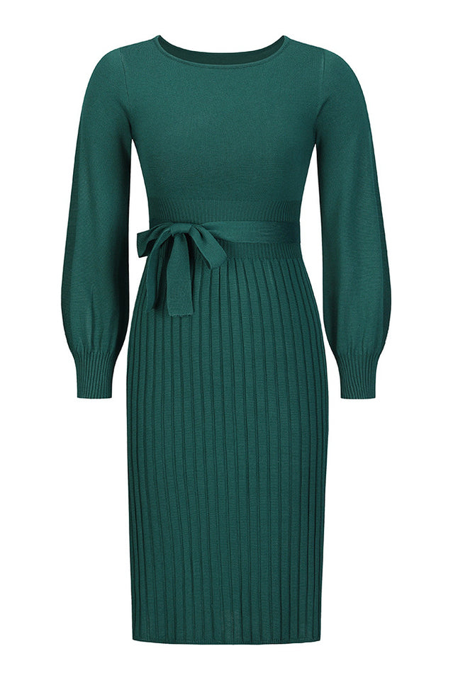 Sheath Ruched Long Sleeve Knit Dress