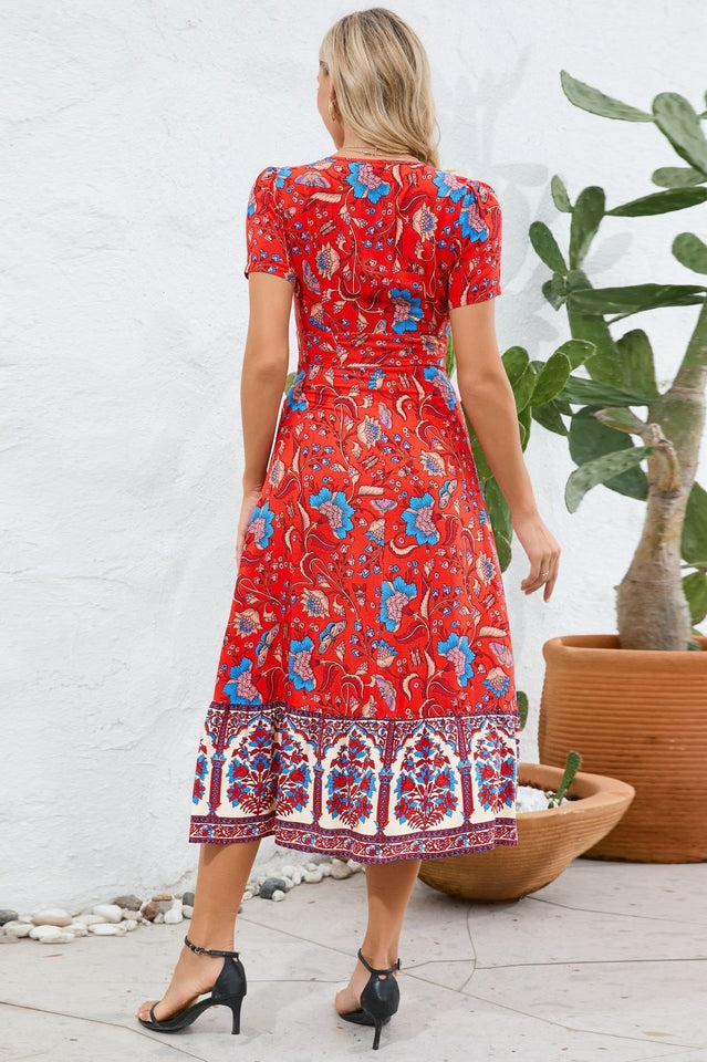 Kamoni Floral Print Boho Maxi Dress