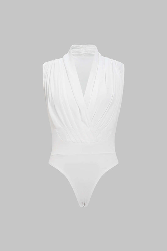 Ruched Crossed Sleeveless Bodysuit
