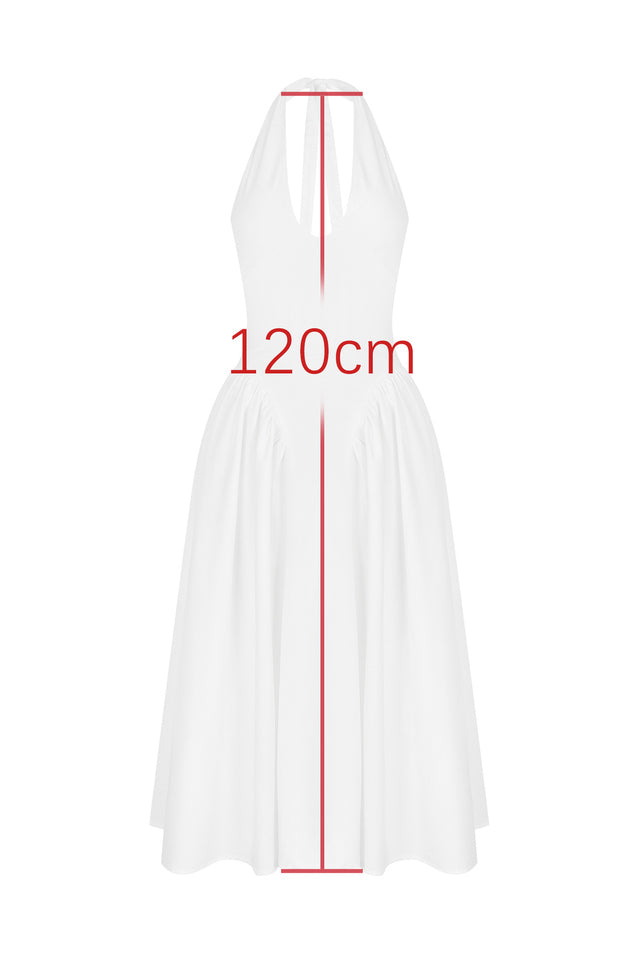 Marilyn White Cotton Halter Midi Sundress