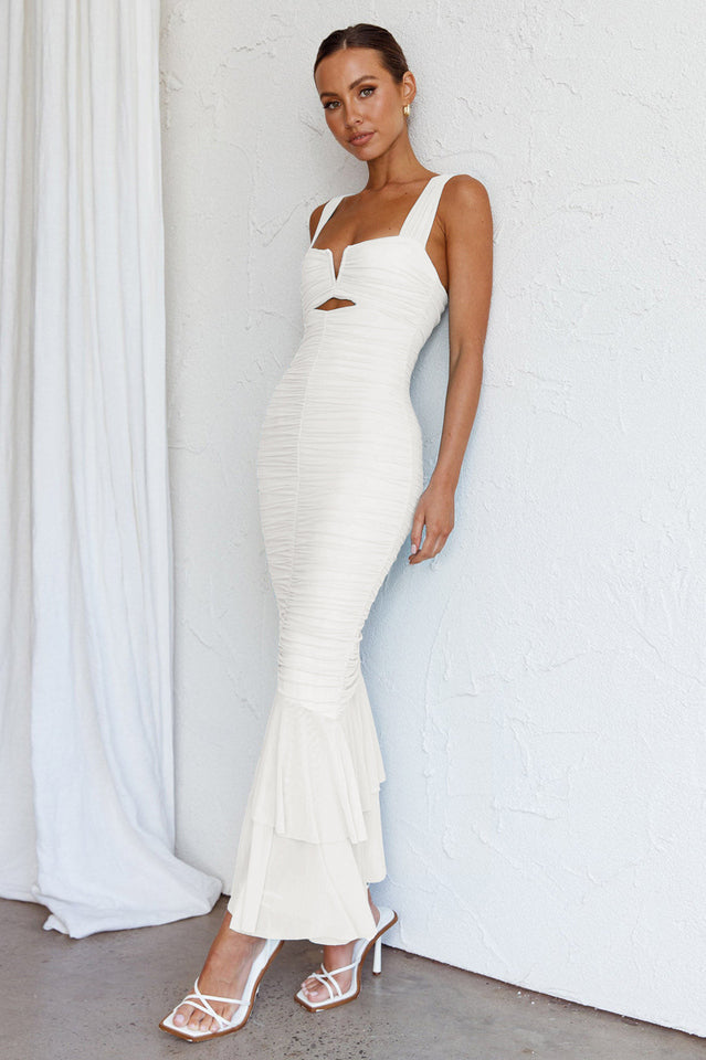 Nadia Ruched Fishtail Maxi Dress