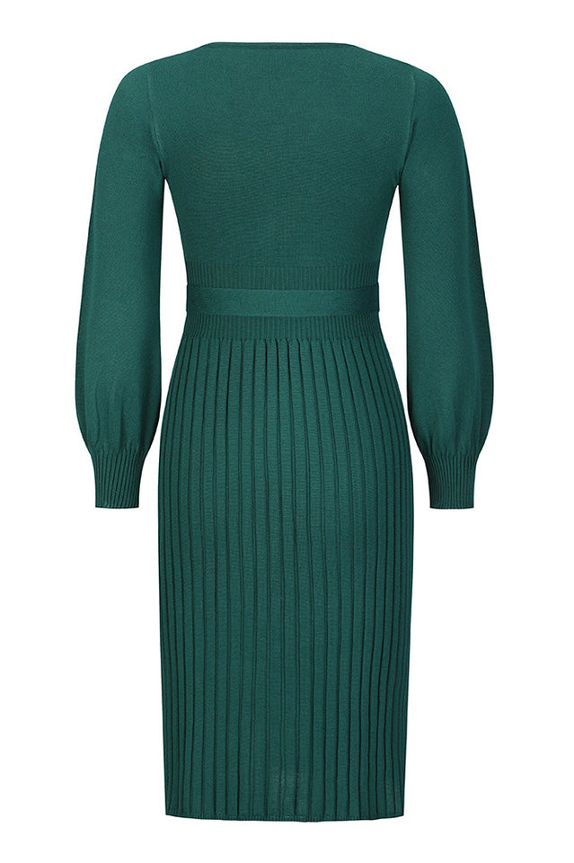 Sheath Ruched Long Sleeve Knit Dress