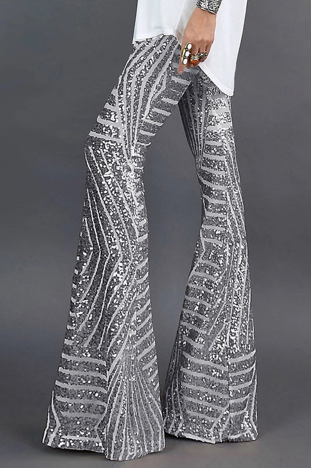 Sequin High Rise Flare Pants