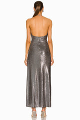 Sequined Folds Split Maxi Dress