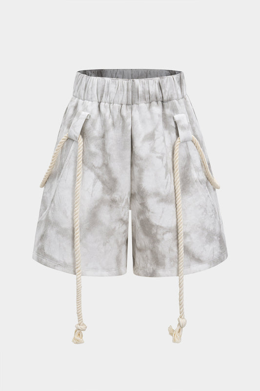 Watercolor Print Tie-Up Shorts