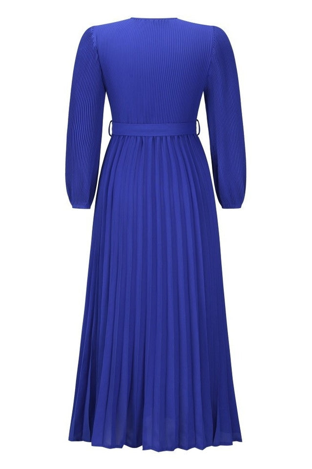 V Neck Swing Pleated Dress