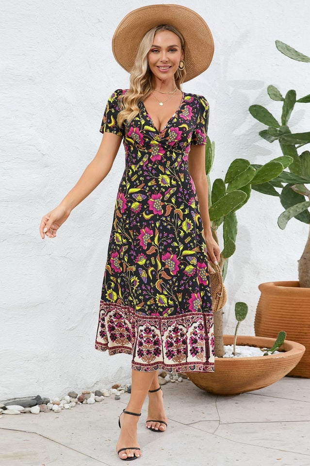 Kamoni Floral Print Boho Maxi Dress