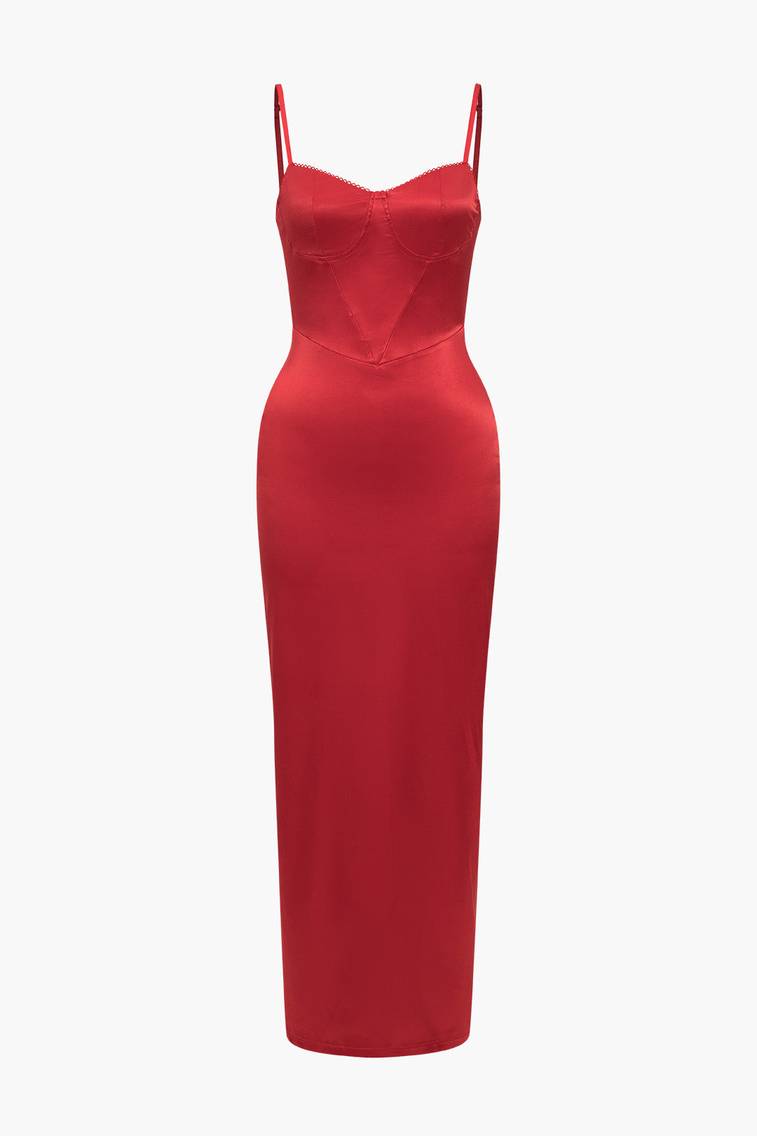 Solid Bustier Slip Slit Maxi Dress