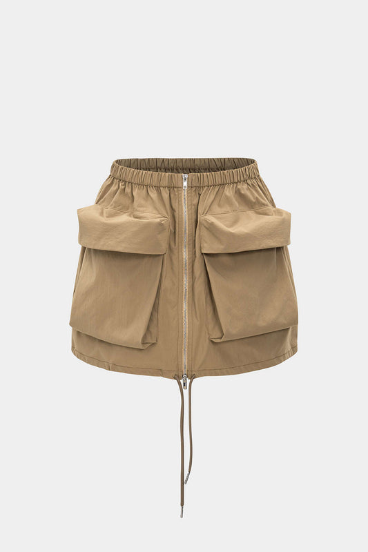 Pocket Zipper Ruched Skirt