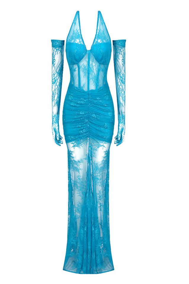 Elsa Halterneck See-through Maxi Dress