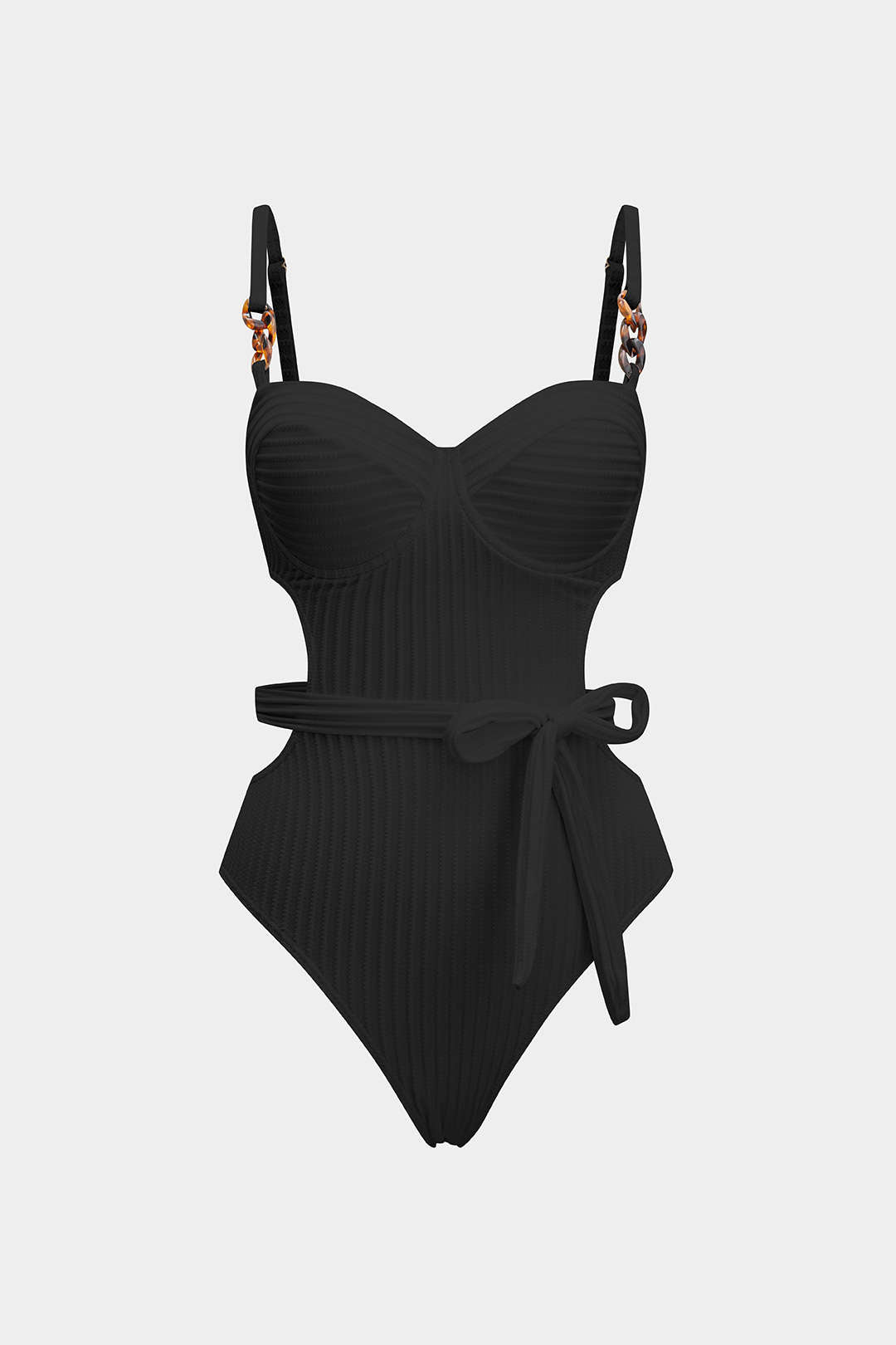 Belted Bustier Tummy Control One-Piece Swimsuit