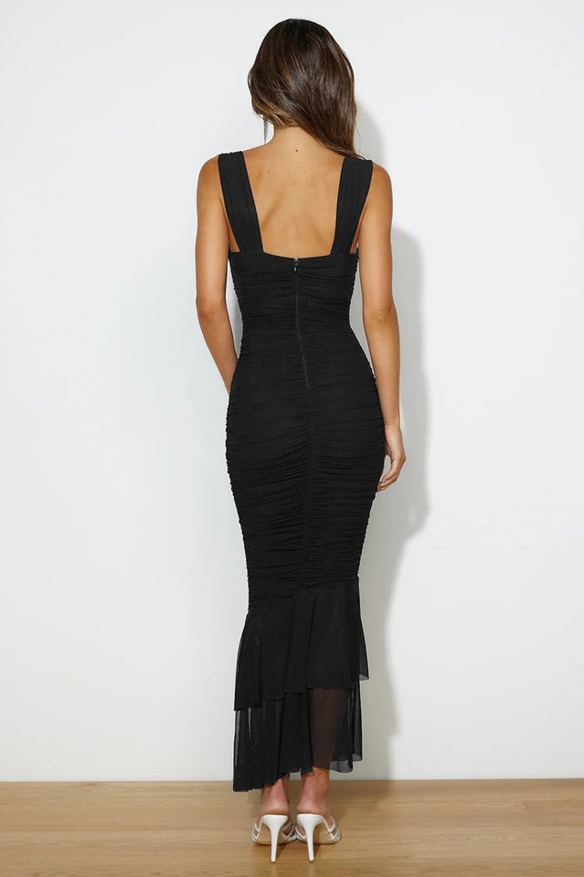 Nadia Ruched Fishtail Maxi Dress