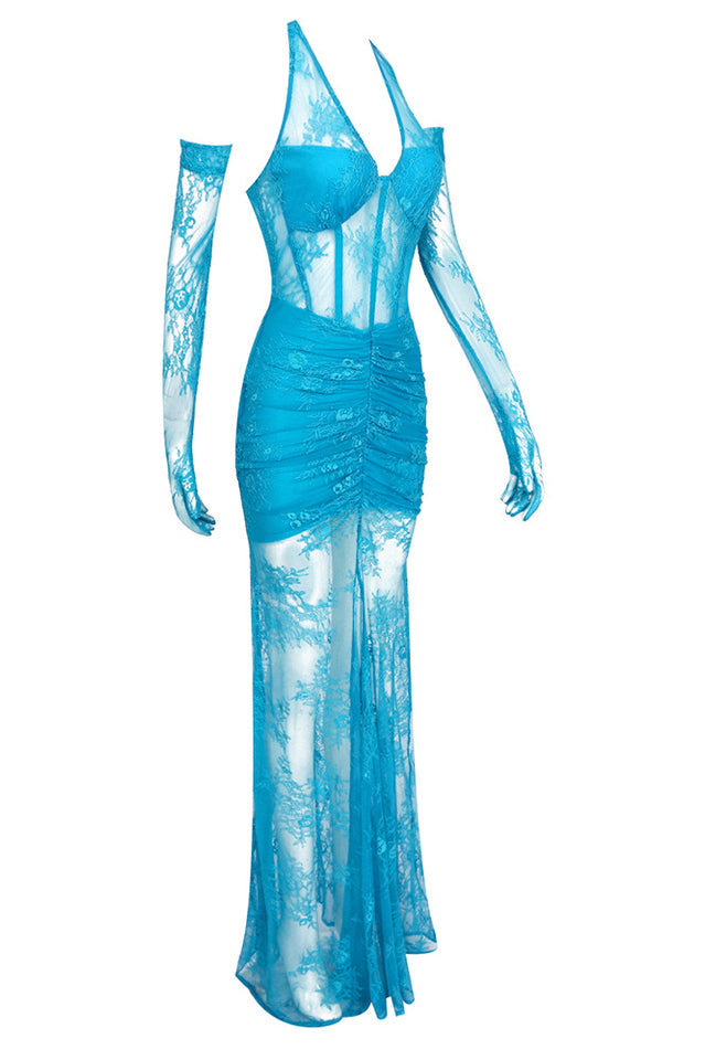 Elsa Halterneck See-through Maxi Dress