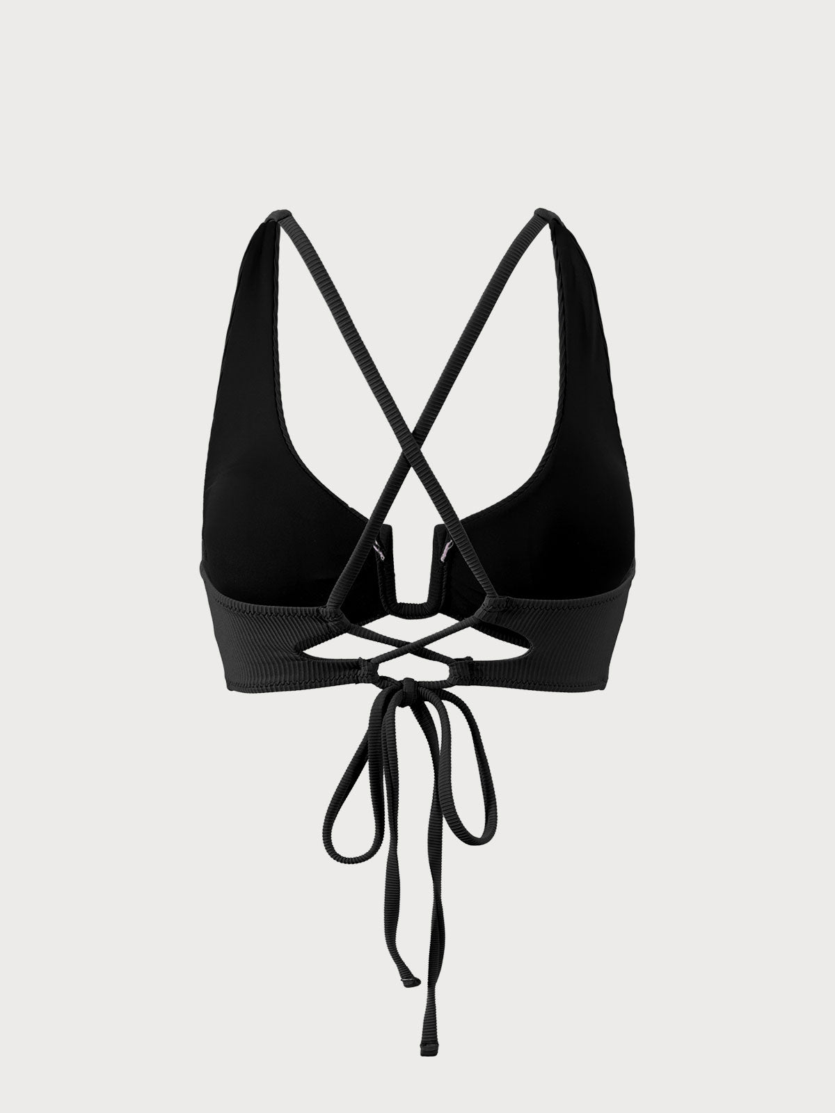 Black U-Ring Cross Back Bikini Top