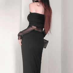 Mira - Off Shoulder Pleated Long Dress