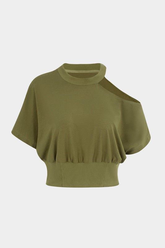 Asymmetrical Ruched Short-Sleeve Shirt