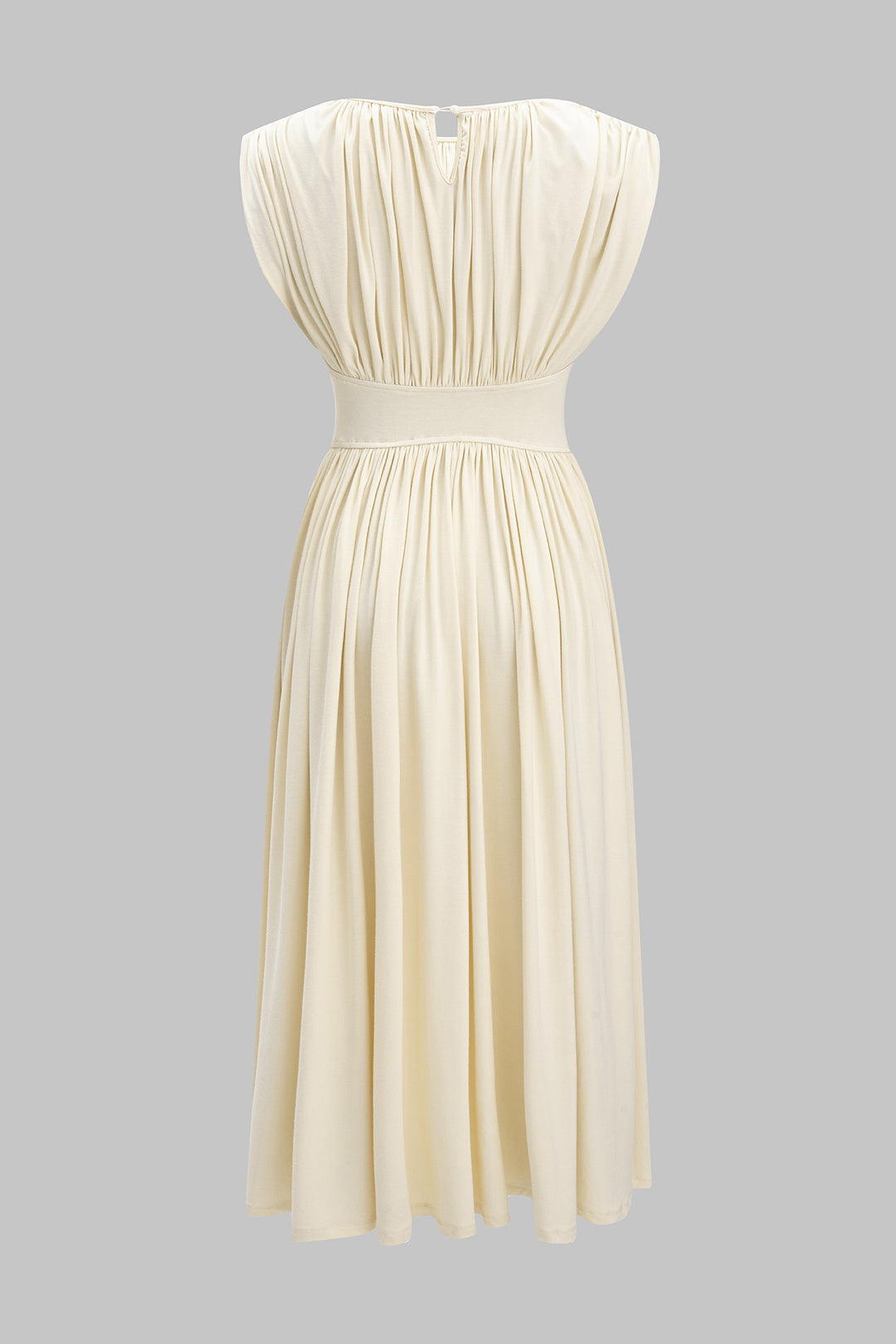 Ruched Ruffle Hem Sleeveless Midi Dress