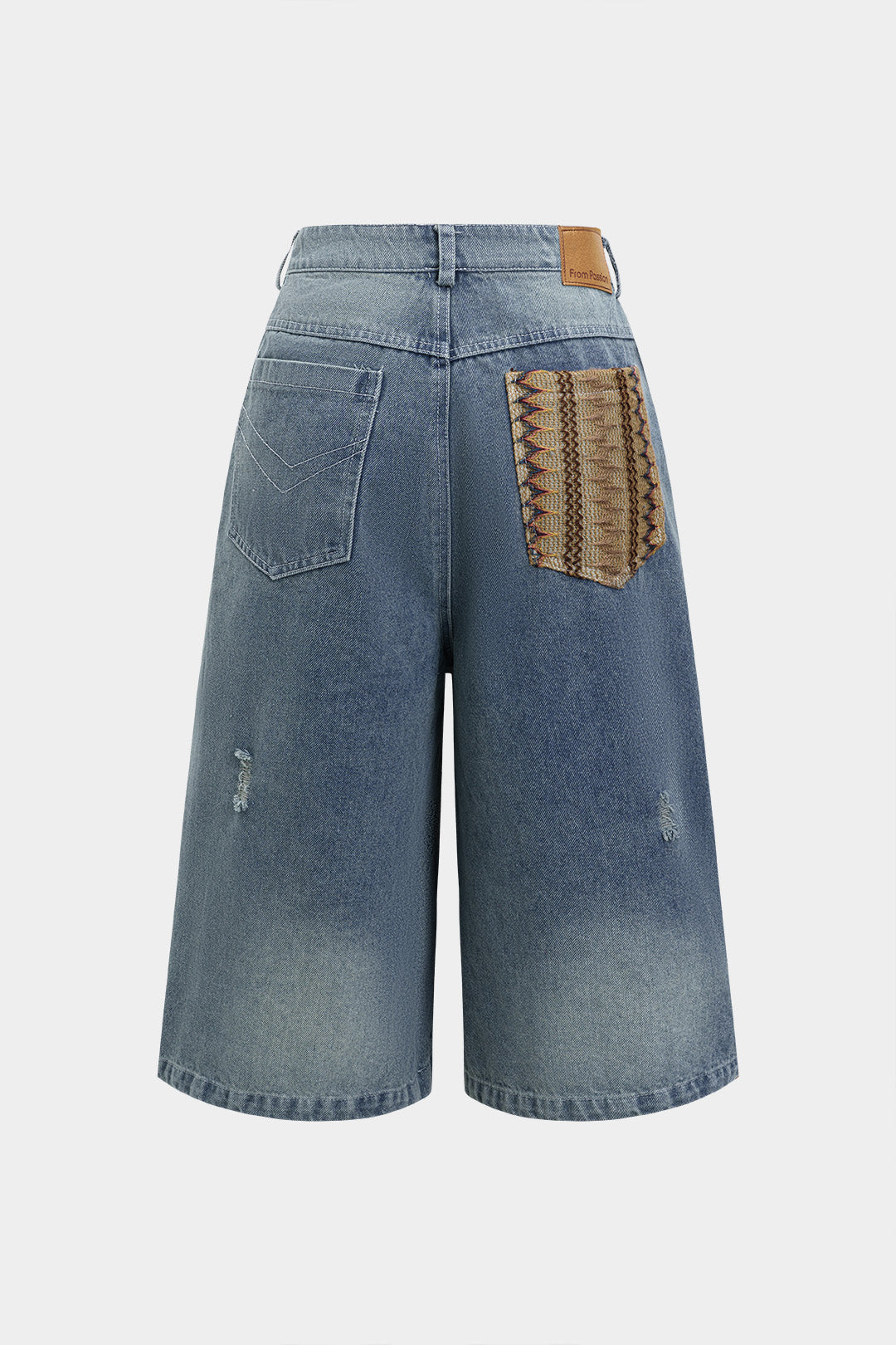 Denim Ripped Patchwork Shorts