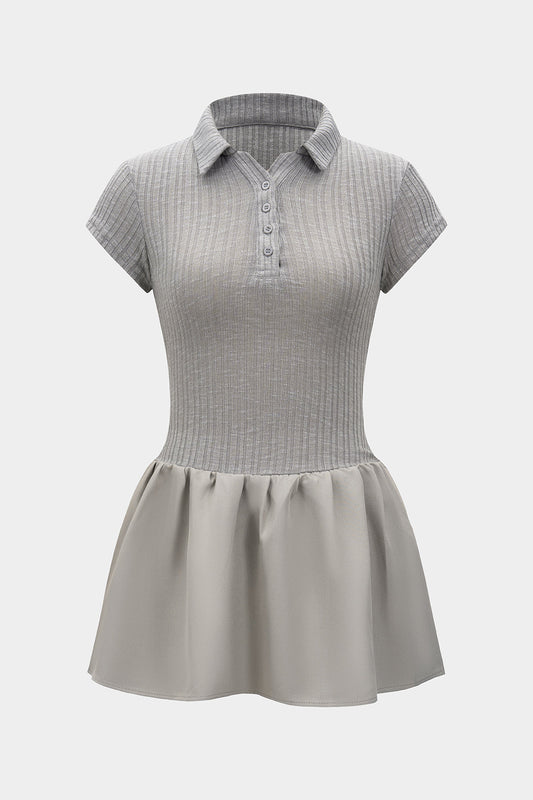 Knit Patchwork Short Sleeve Dress
