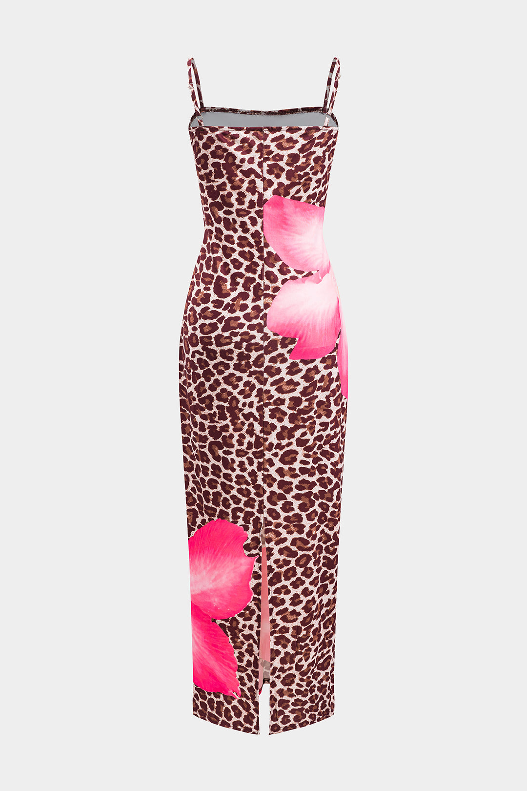 Leopard Floral Print Slip Sleeveless Maxi Dress