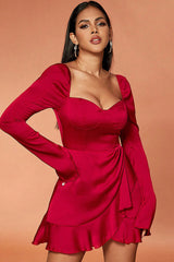 High Waist Bishop Sleeve Solid Dress