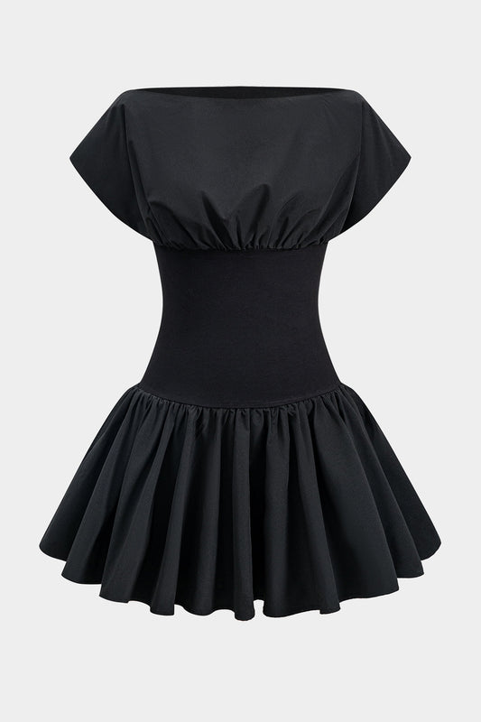 Ruched Patchwork Mini Dress