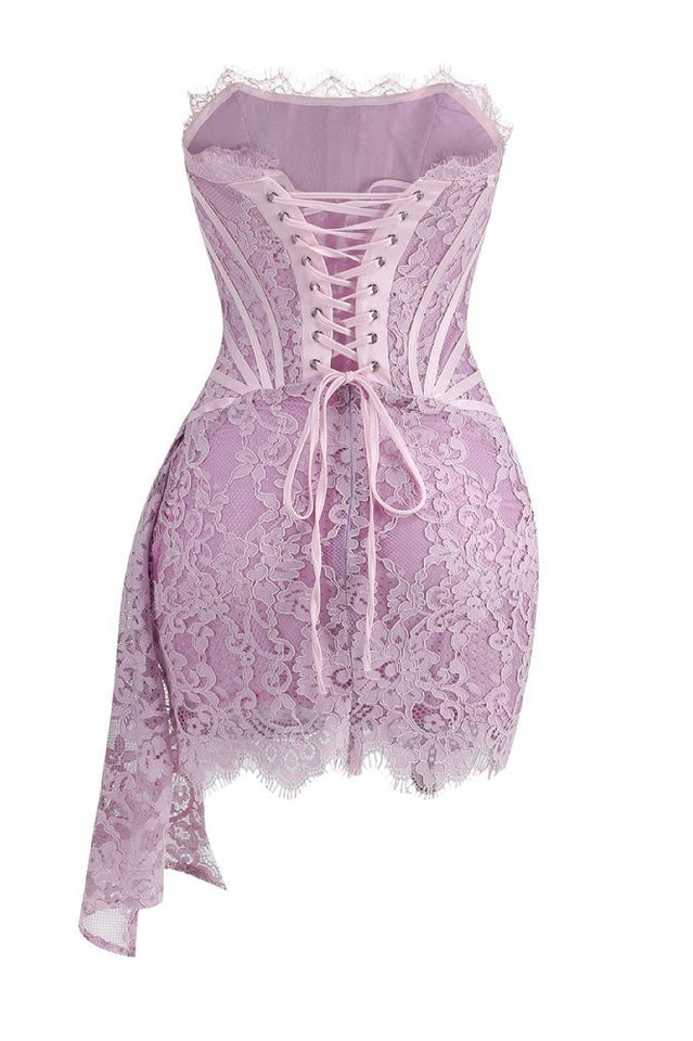 Lace Corset Draped Mini Dress