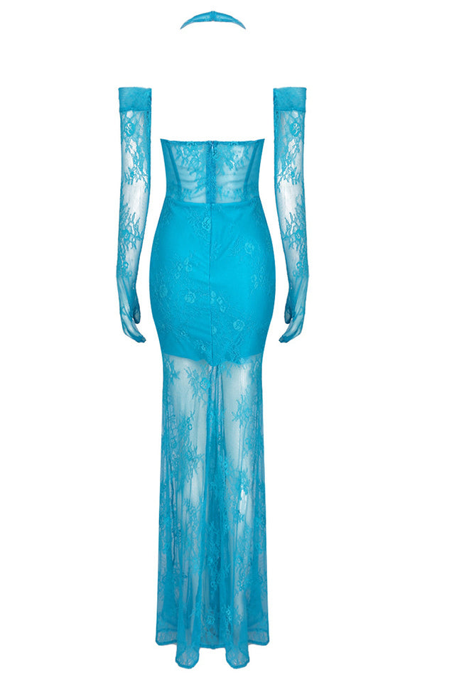 Elsa Halterneck See-through Maxi Dress