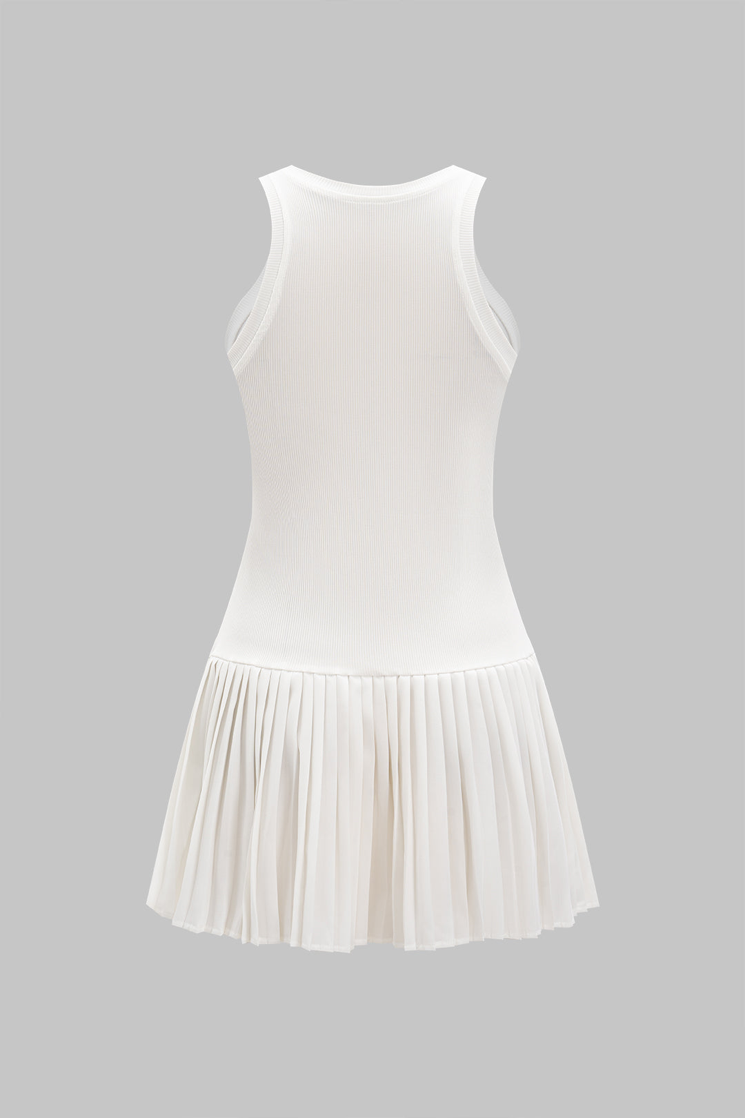 Contrast Stripe Print Pleated Tank Sleeveless Mini Dress