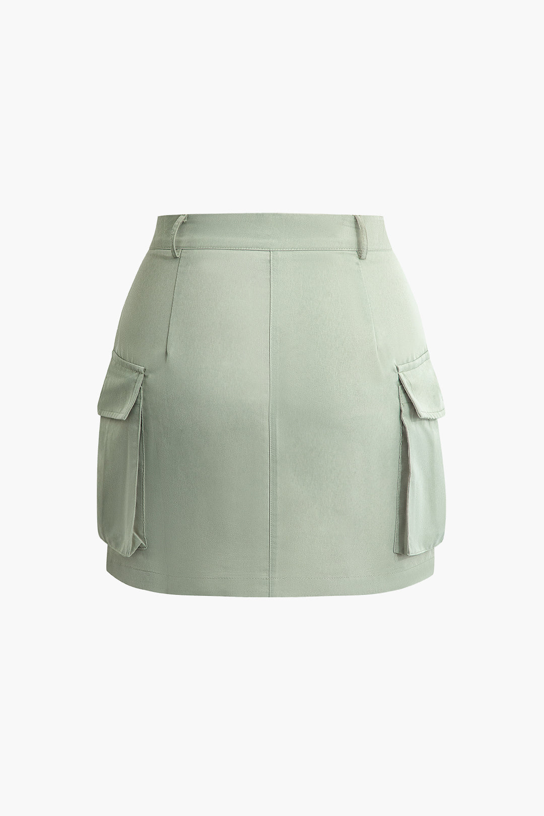 Collared Flap Pocket Drawstring Crop Top And Mini Skirt Set