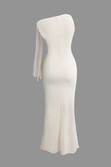 White Asymmetrical Twist Knot Mermaid Maxi Dress