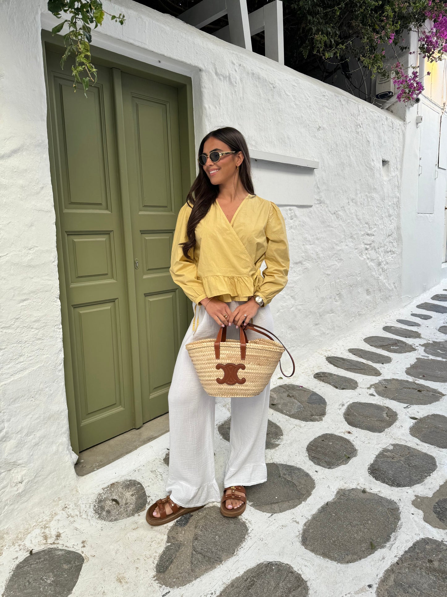 Blouse cache coeur moutarde