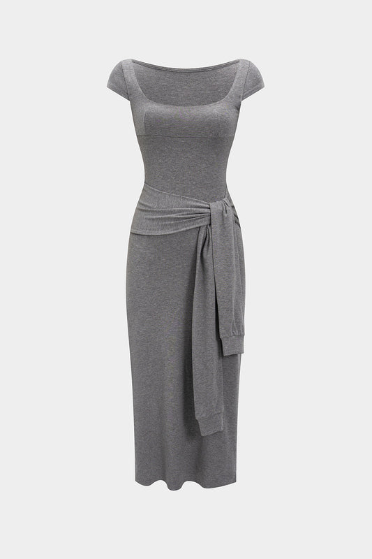 Solid Tie Midi Dress
